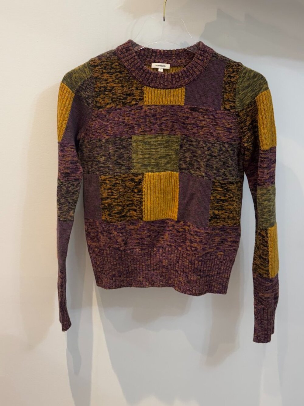 Manoush Patchwork Knit Sweater Multicolor Cropped Pullover